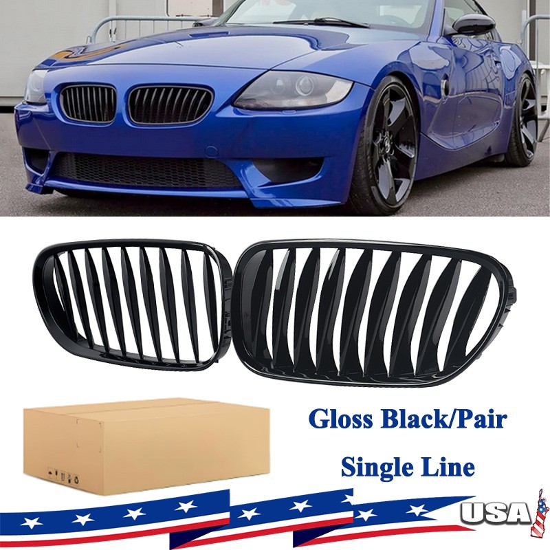 For 2003-2008 BMW Z4 Coupe E85 E86 Front Kidney Hood Grille Grill Glossy Black