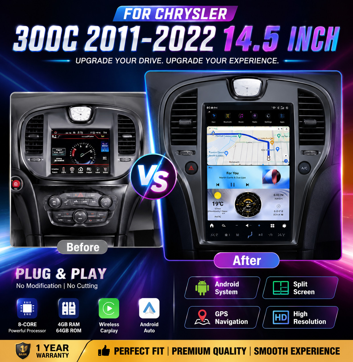 For Chrysler 300C 2011-22 Android 14.5
