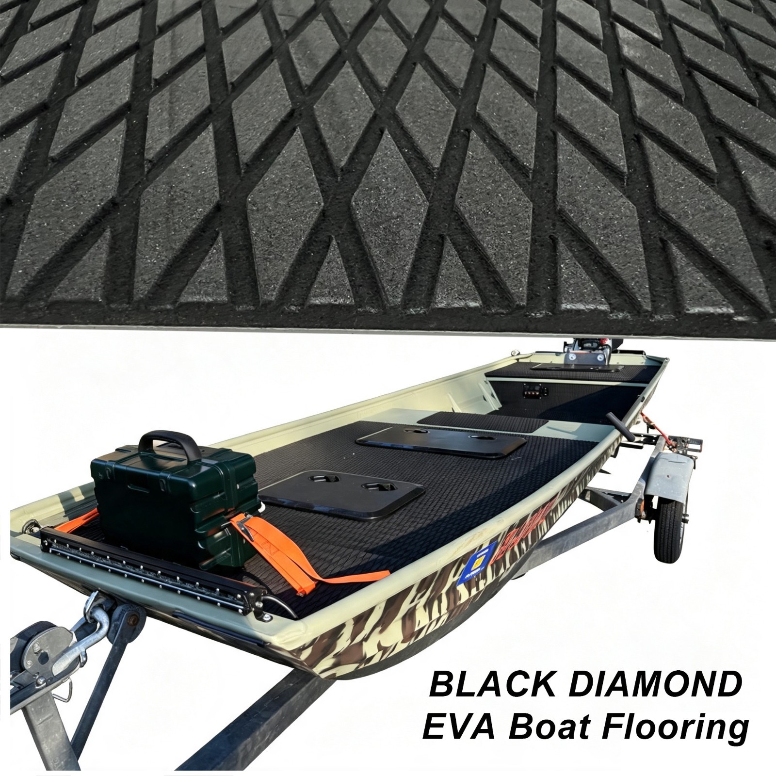 For Aluminum Fishing Boats EVA Foam Boat Flooring - Black Marine Decking Pad