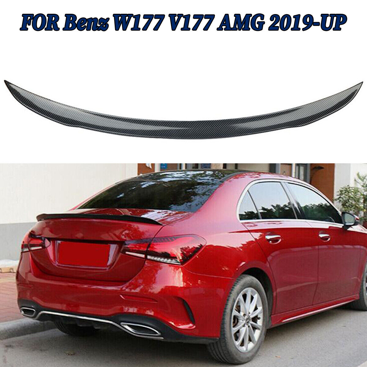 For 2019-ON Mercedes-Benz W177 A Class Rear Tail Wing Trunk Spoiler Carbon Look
