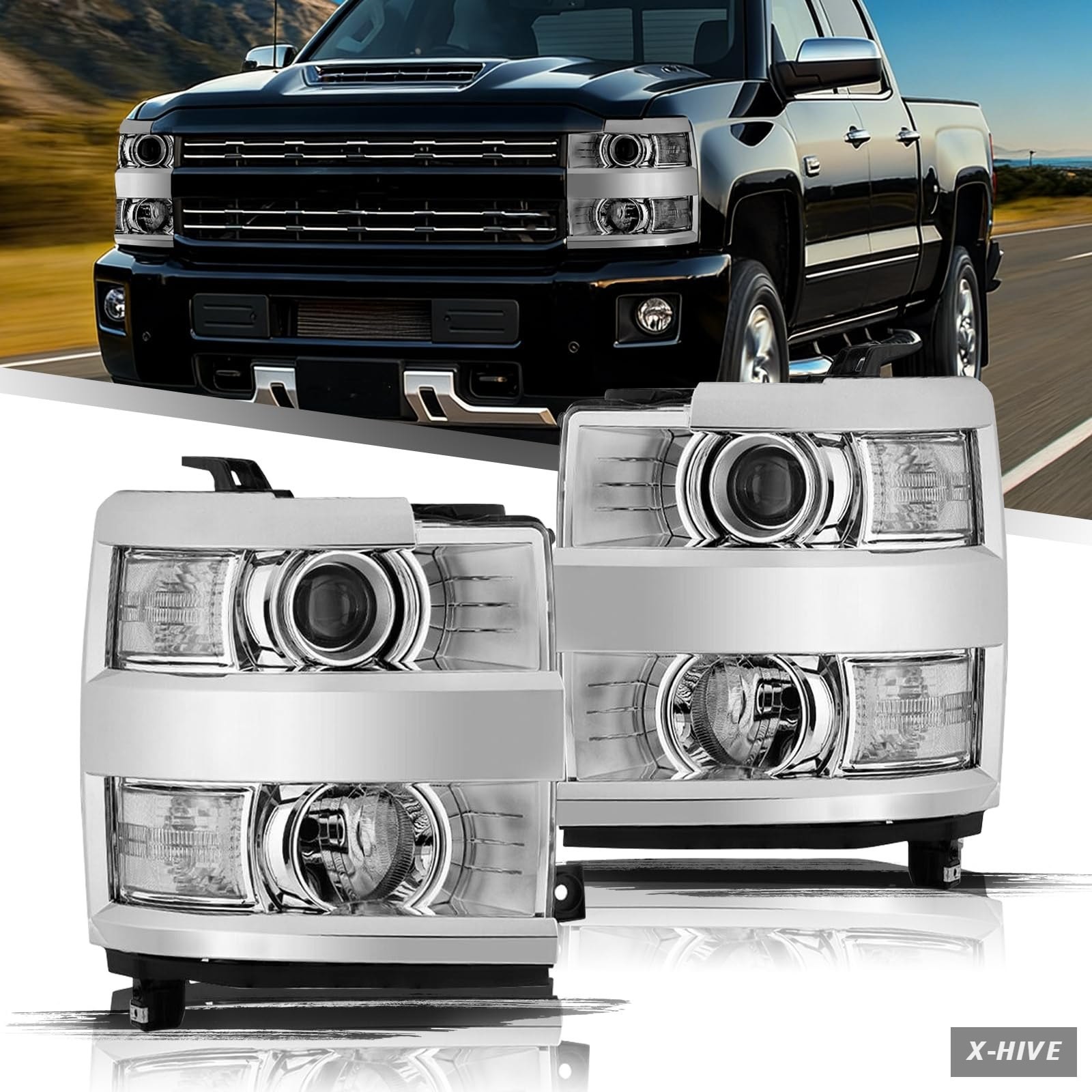 Headlight Assemblies Aosky Assembly Fits 2015-2019 Chevy Silverado 2500 3500 HD