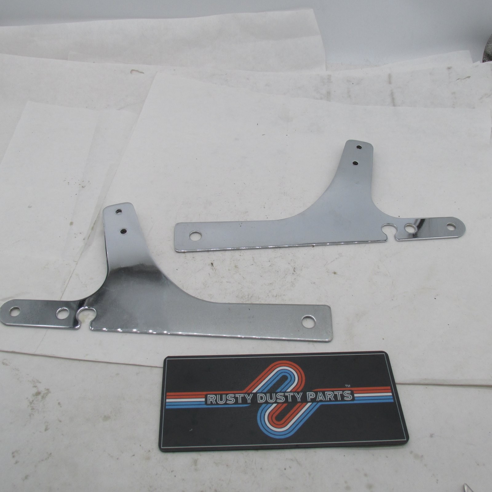 Pair Harley OEM Chrome Rigid Sissy Bar Mount Brackets 04-15 Sportster 53925-04