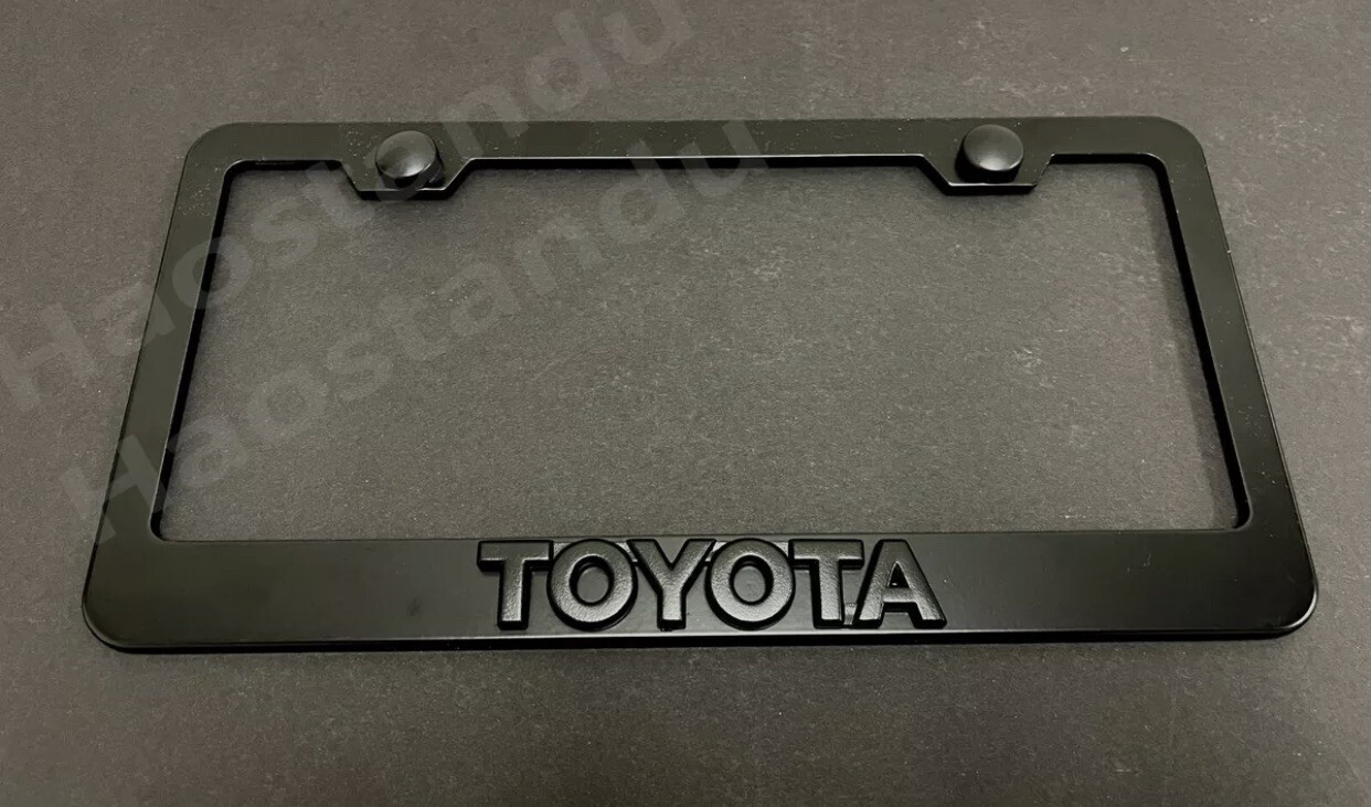 1xBlackToyota 3D Emblem BLACK Stainless License Plate Frame RUST FREE +S.Caps *L