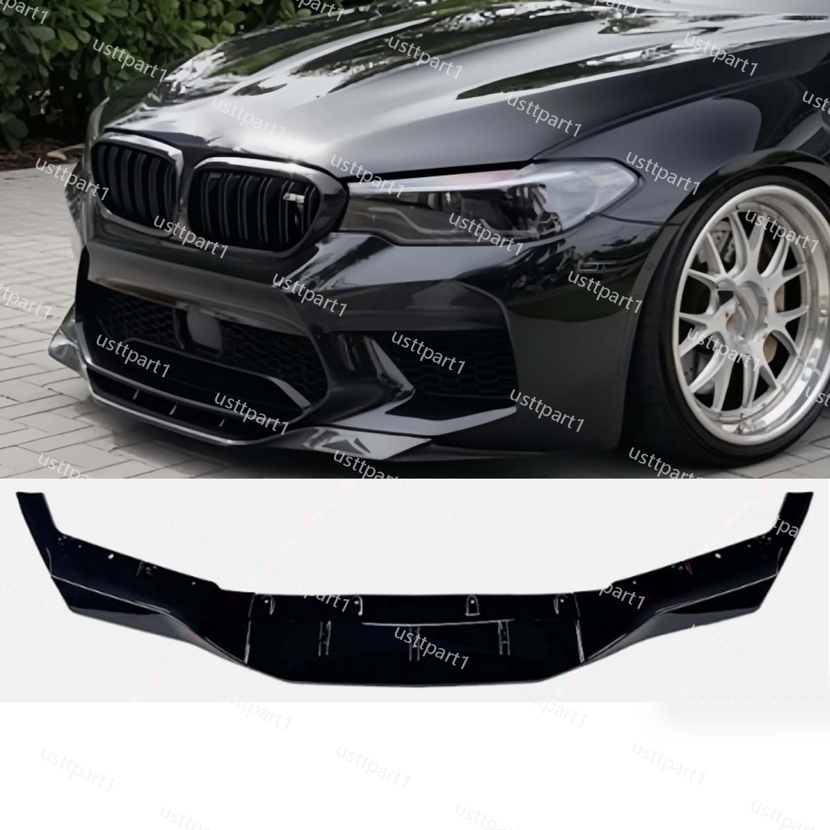 For BMW F90 M5 Competition 18-20 LCI Style Gloss Black Front Bumper Lip Splitter