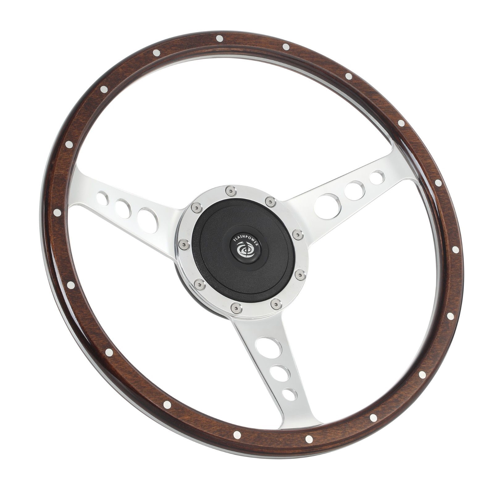 14\'\' Classic Riveted Wood Grain Steering Wheel Restoration MGB Midget Derrington