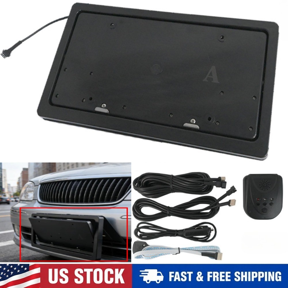 2PCS Car Front+Rear Plate Frame Holder Wireless Remote US Standard For Car Shows
