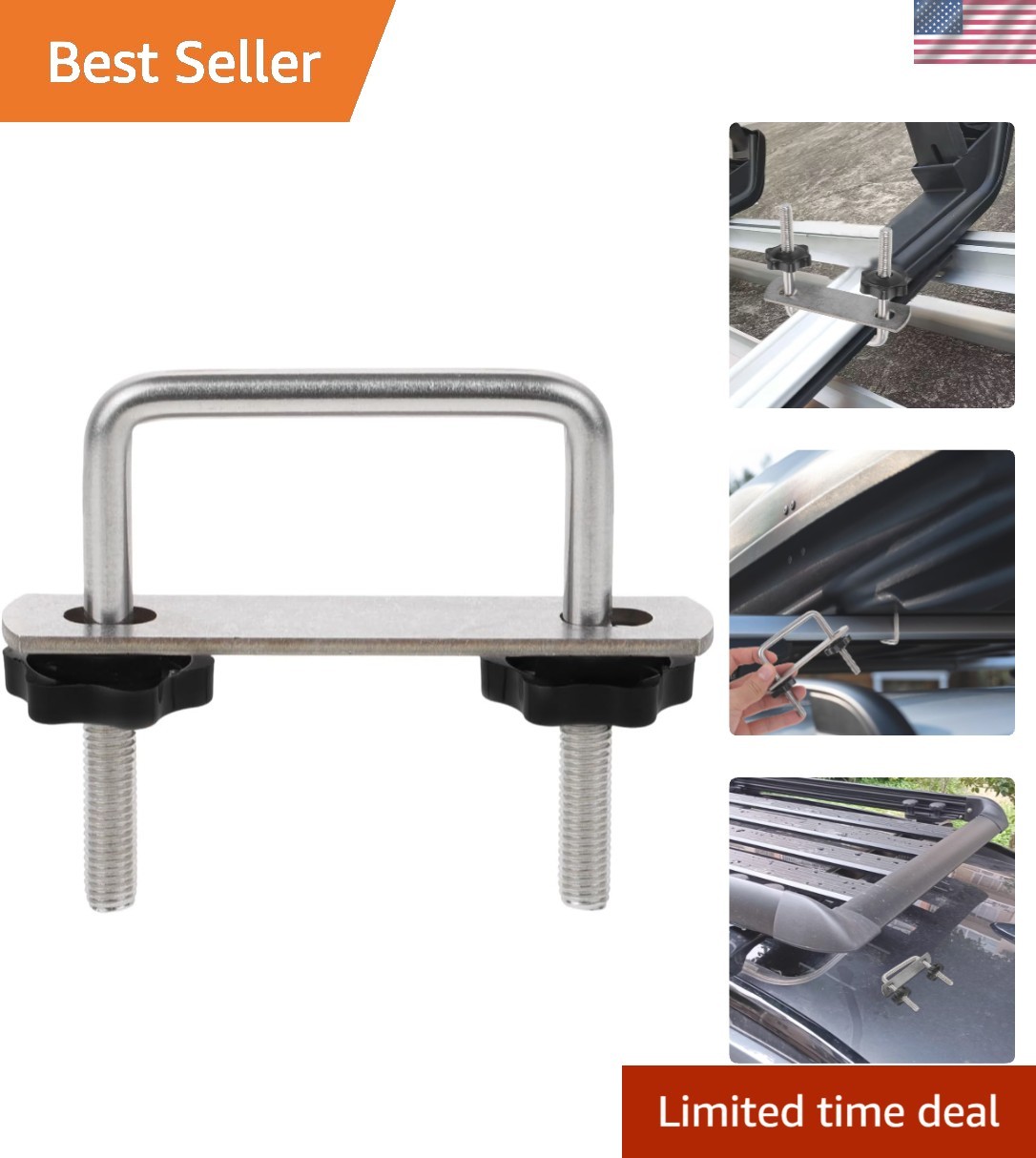 Car Roof Rack Mounting Brackets, Car Roof Crossbar Clips U-Shaped Universal C...