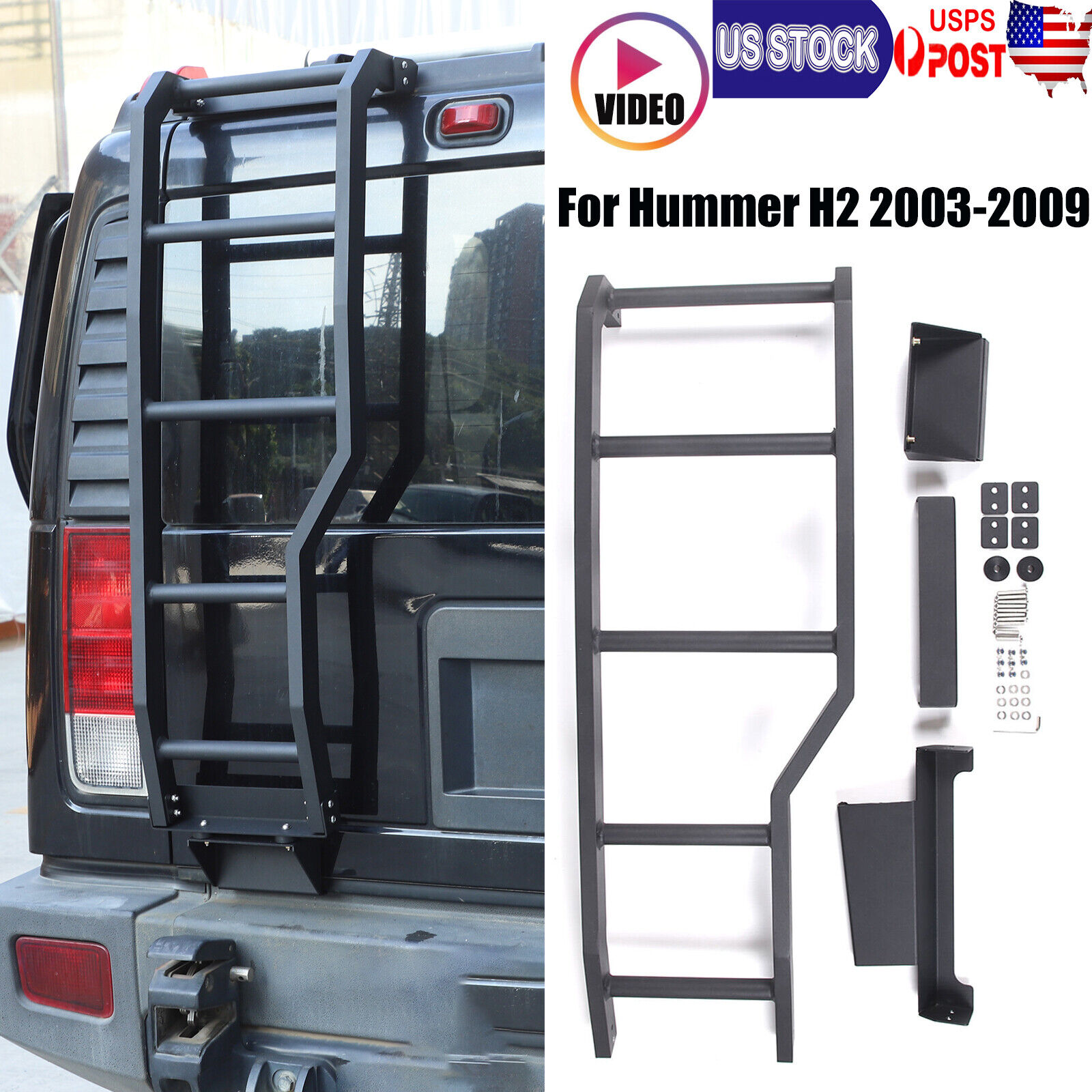 Aluminum Alloy Car Rear Tail Gate Door Ladder Climbing Fit For Hummer H2 2003-09