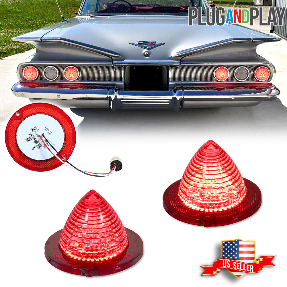 2PCS Rear Red LED Tail Brake Lights 1960-1961 Impala Bel Air Biscayne El Camino