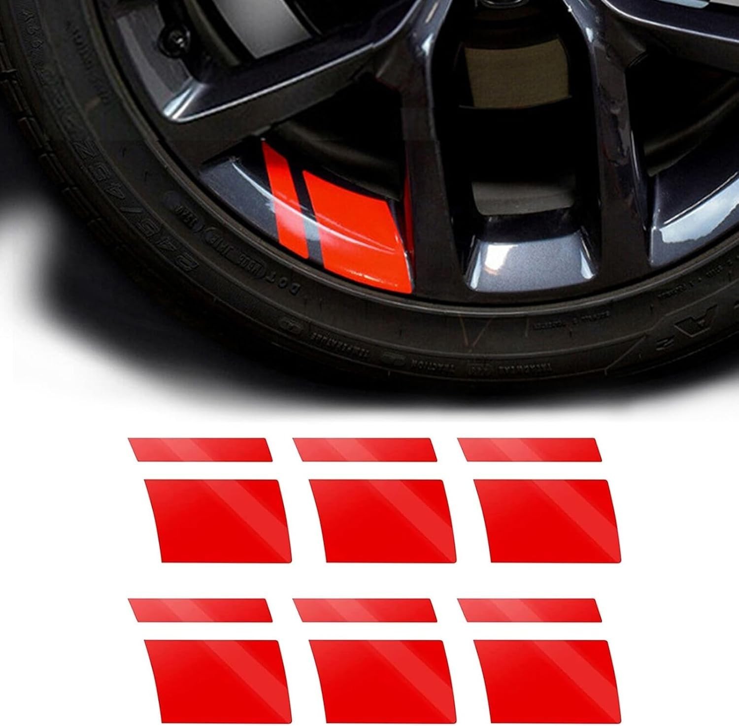 6Pcs Car Wheel Rims Decal Stripes Reflective Sticker for 18-21\