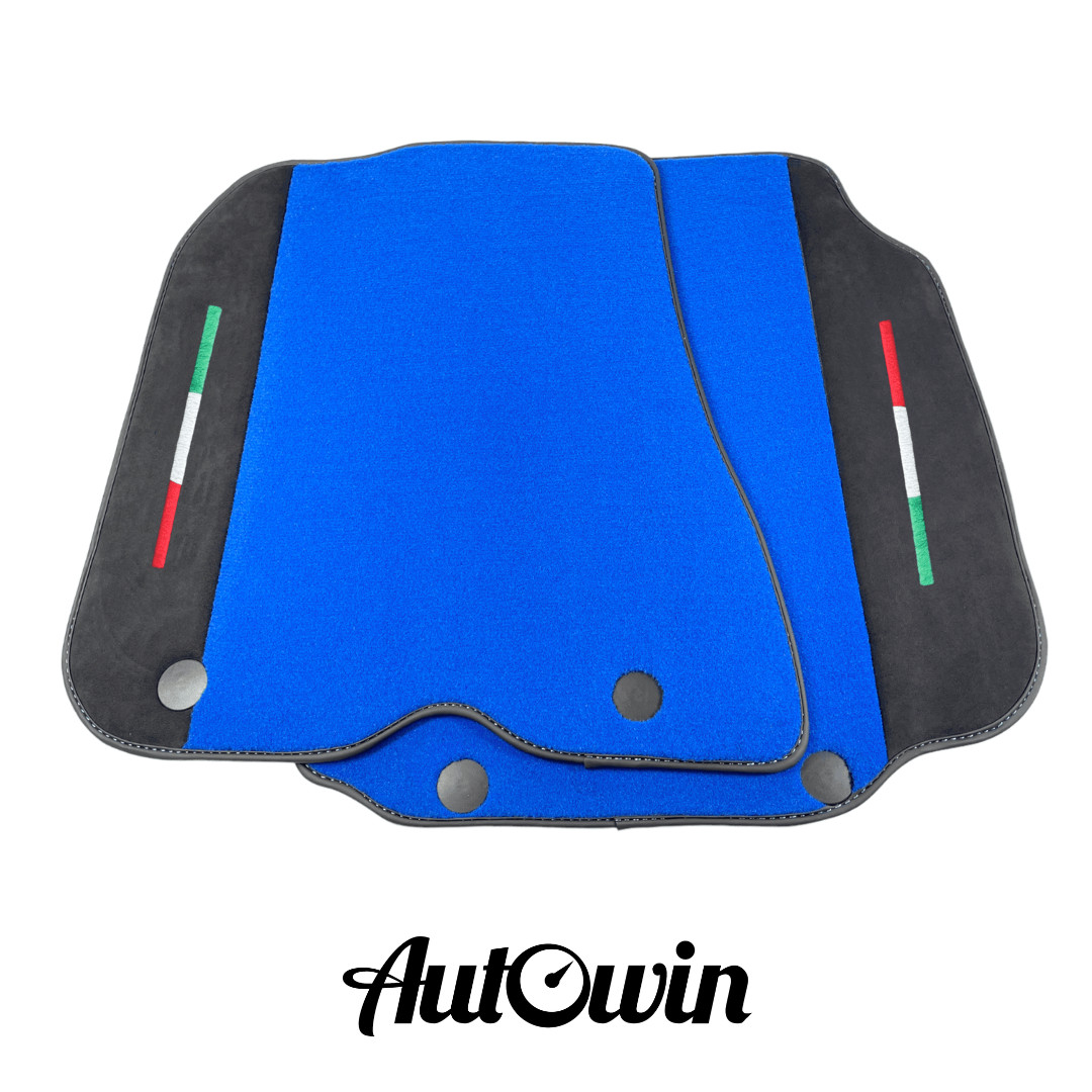 AutoWin Brand Blue Floor Mats for Ferrari 812 GTS with Alcantara Leather