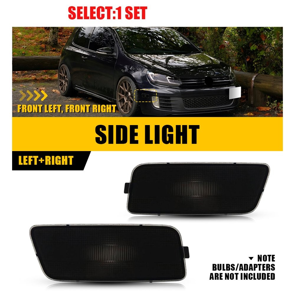 For 2010-14 Volkswagen MK6 GTI Smoke Side Marker Light Housings 5K0945071 2-20x