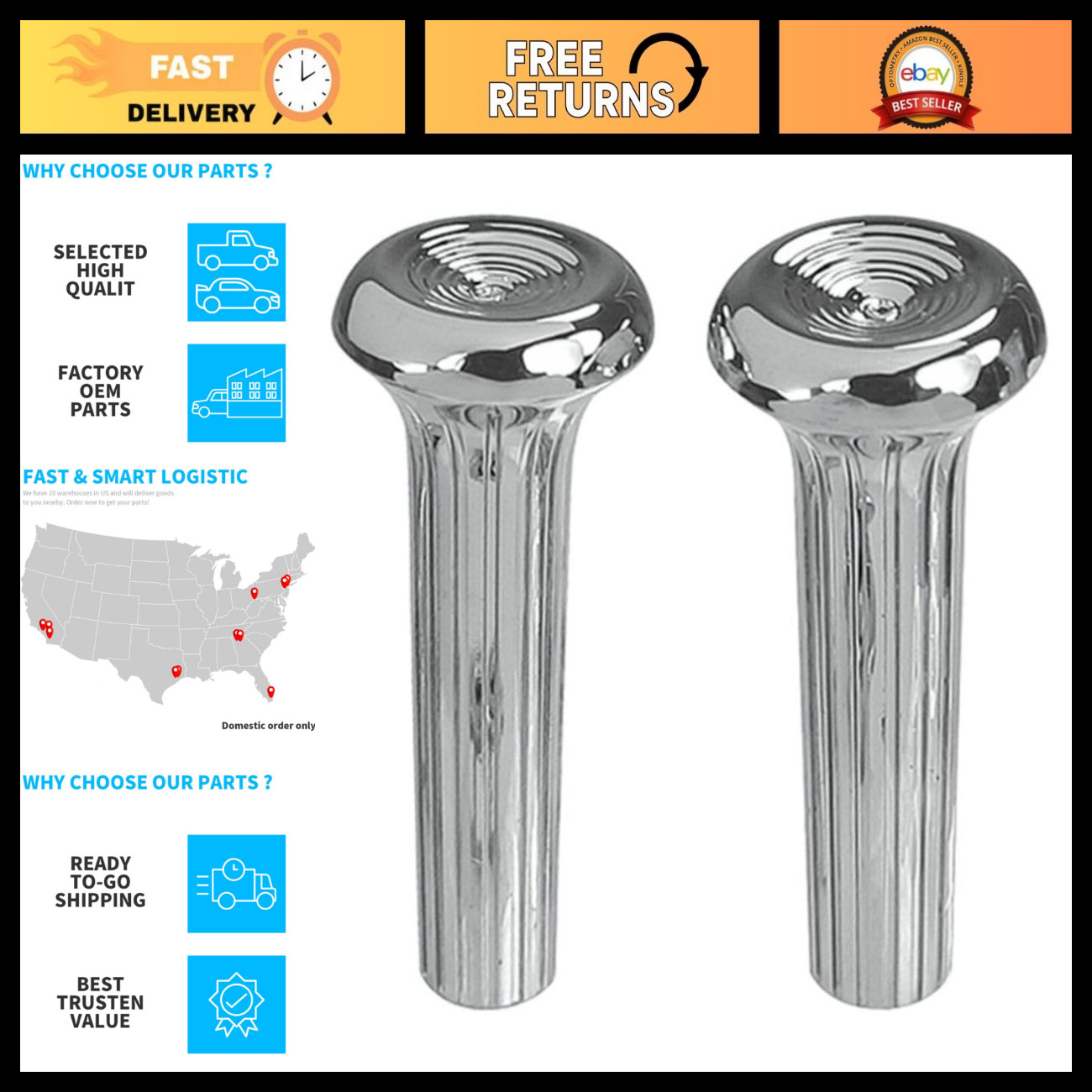 Chrome Door Lock Knob for Buick Regal 1978-1987 - Left & Right Side Replacement