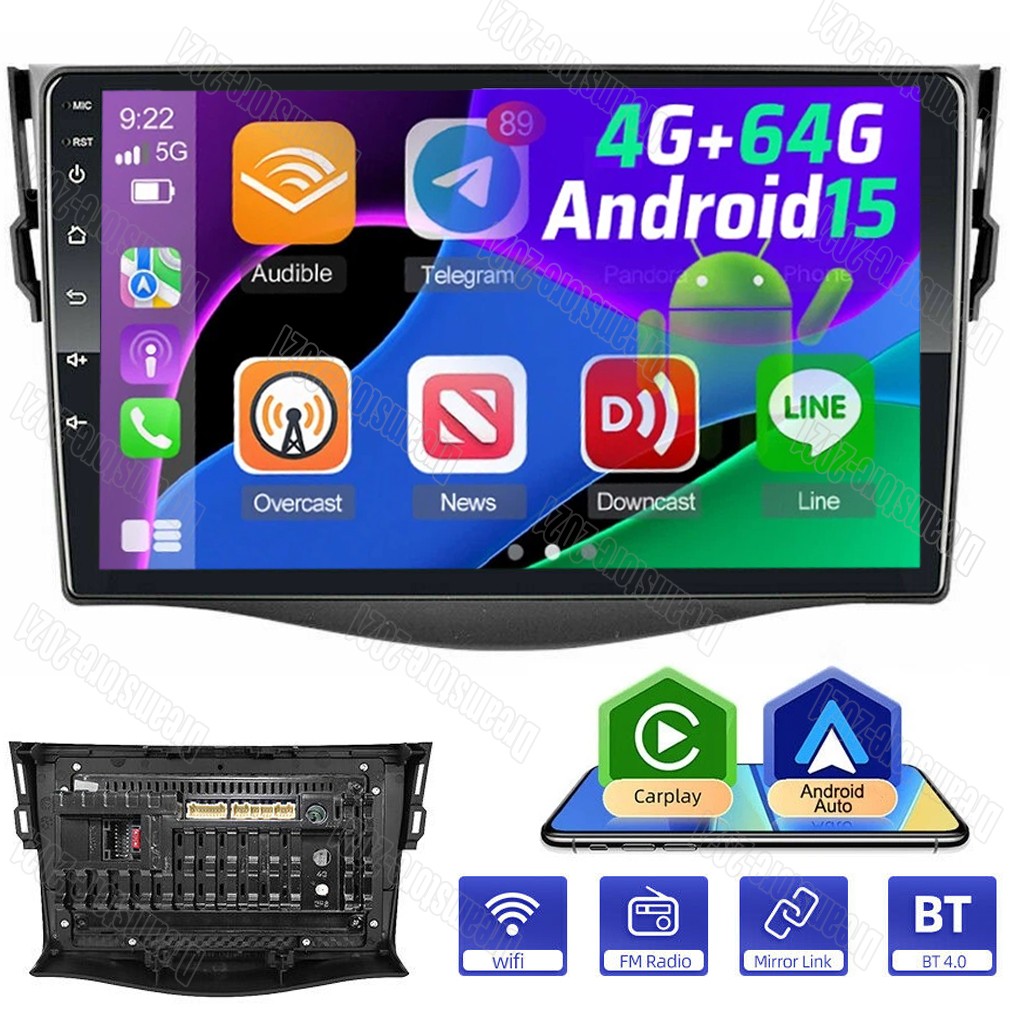 4G+64G For Toyota RAV4 2007-2012 Android 15.0 Car Stereo Radio Carplay GPS WIFI