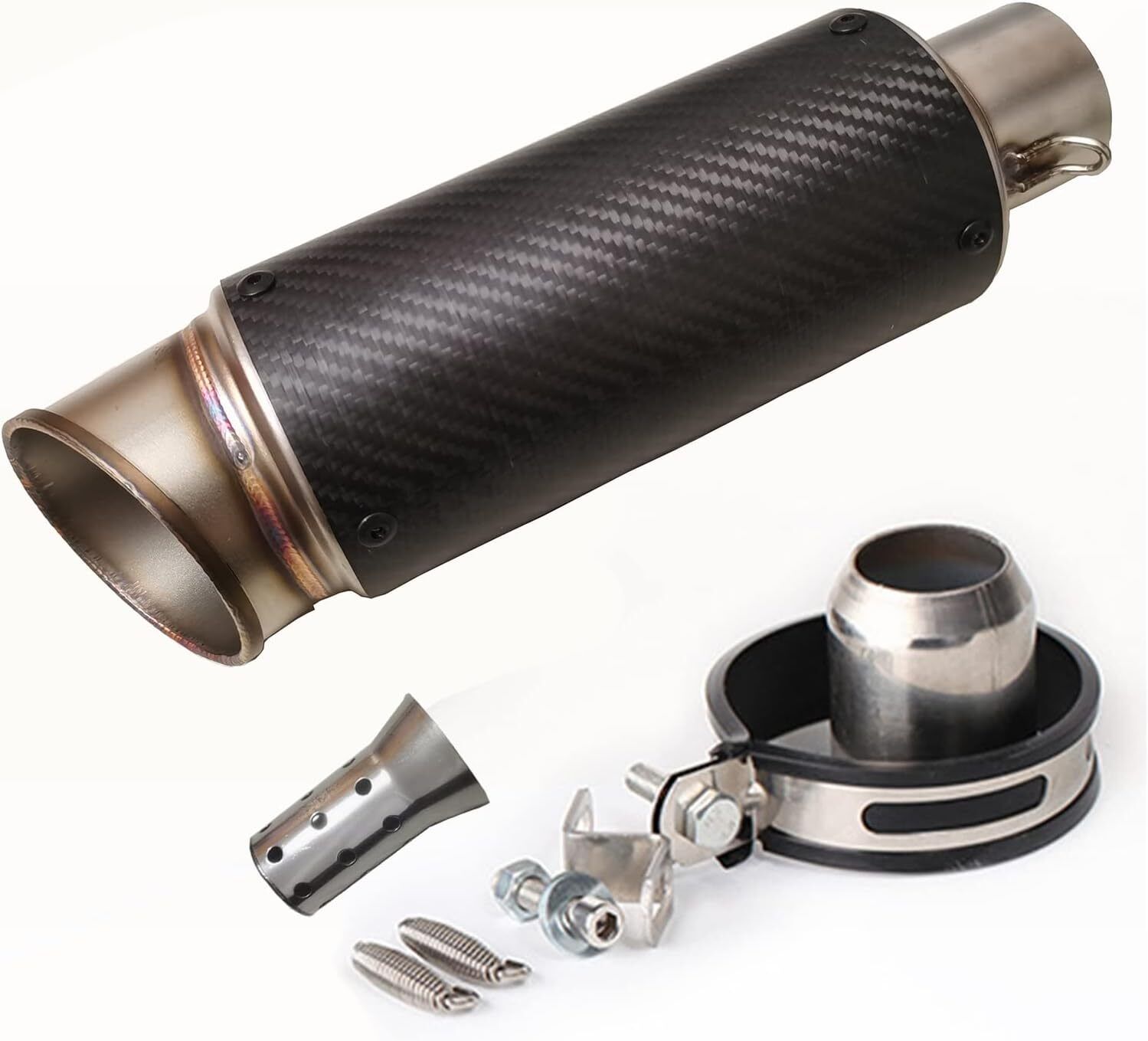 Motorcycle Exhaust Muffler Pipe Slip On Silencers 38-51mm 2'' Round Carbon Fiber