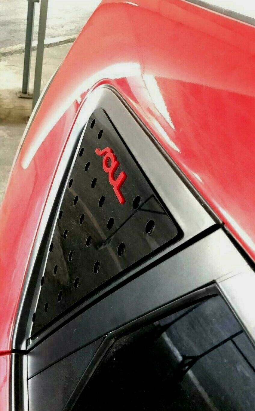 FOR Kia Soul Red Emblem Logo C Pillar Quarter Window Glass Cover Plate 2018