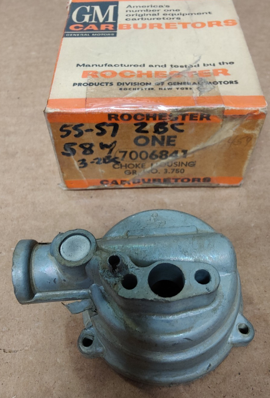 NOS OEM 1955-58 Chevy Pass 2BBL Rochester Carburetor Choke Housing Delco 7006841