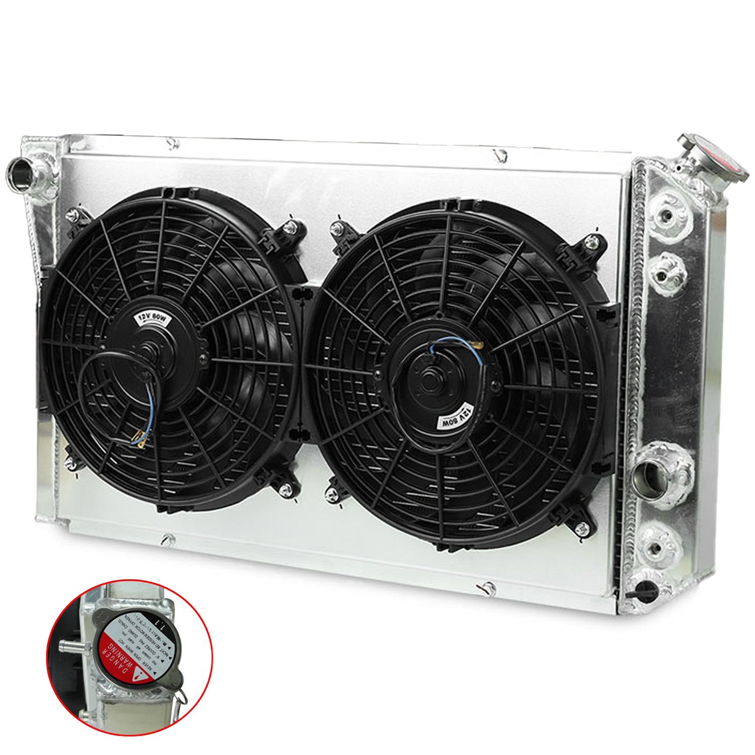 3 Row Aluminum Radiator + Fan Shroud For 1982-2002 Chevy S10 Blazer/Pickup V8