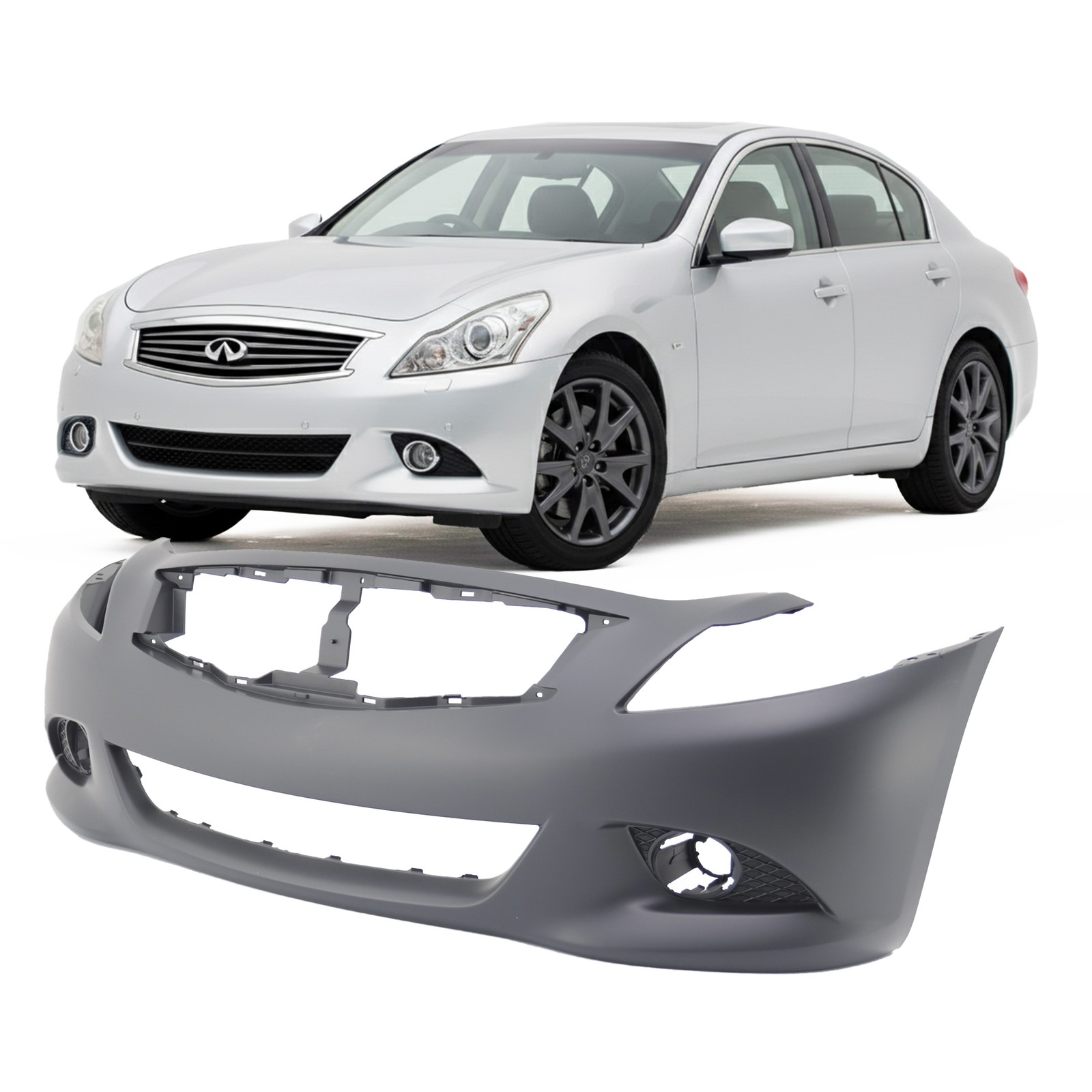 2010-2013 Infiniti G37, G25, Q40 Primed Front Bumper Cover IN1000246 FBM221NF0H 2010-2013 Infiniti G37, G25, Q40 Primed Front Bumper Cover IN1000246 FBM221NF0H