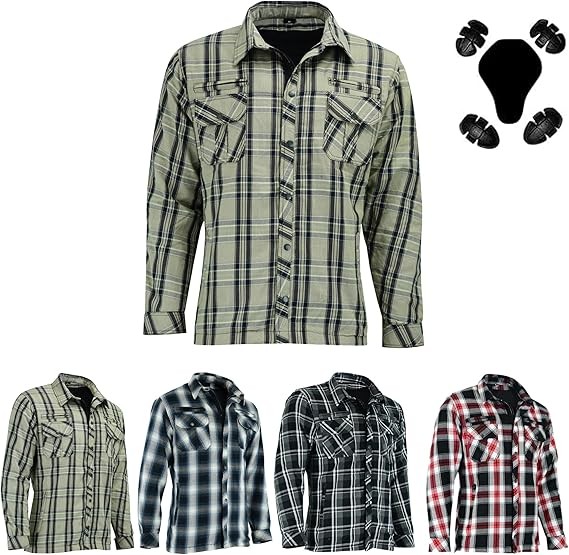 Men’s Motorcycle Armored Shirt CE Protection Cotton Riding Shirt Removable Armor