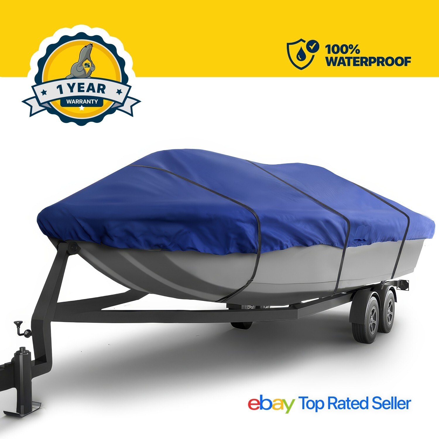 Seal Skin Waterproof Whaler Boat Cover, All Weather Outdoor Protection, Snug Fit Seal Skin Waterproof Whaler Boat Cover, All Weather Outdoor Protection, Snug Fit