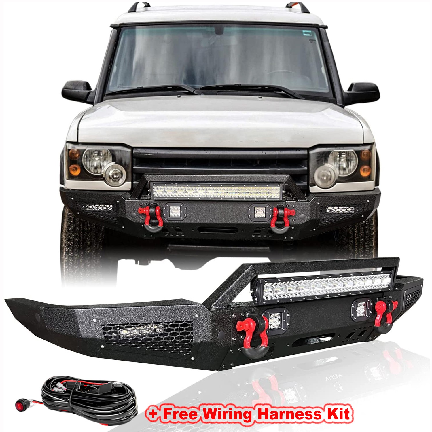 Fits 1999-2004 Land Rover Discovery 2 Steel Front Bumper w/Winch Plate & Wiring