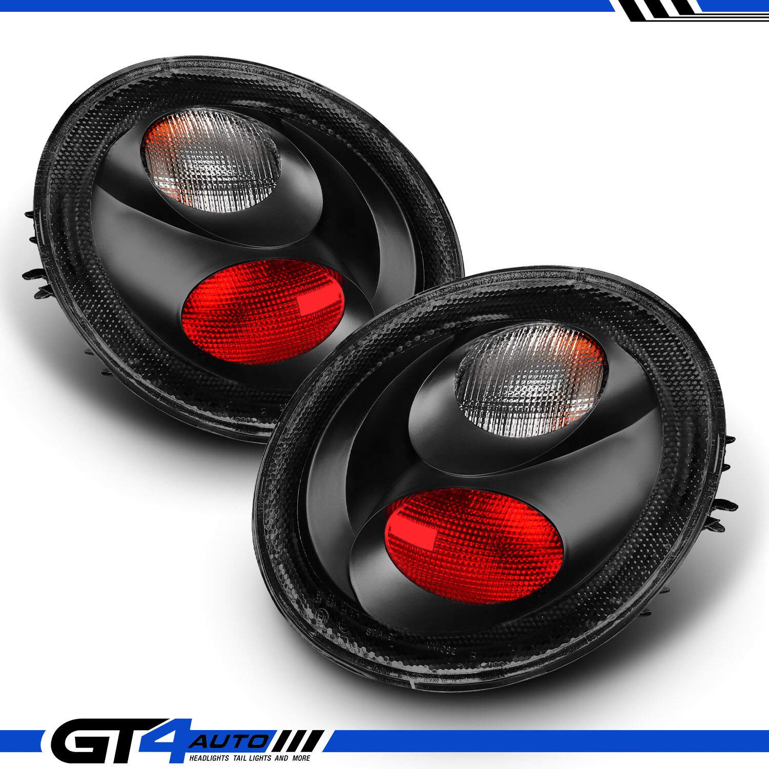 For 1998-2005 98-05 Volkswagen Beetle Black Tail Lights Brake Lamps Left+Right