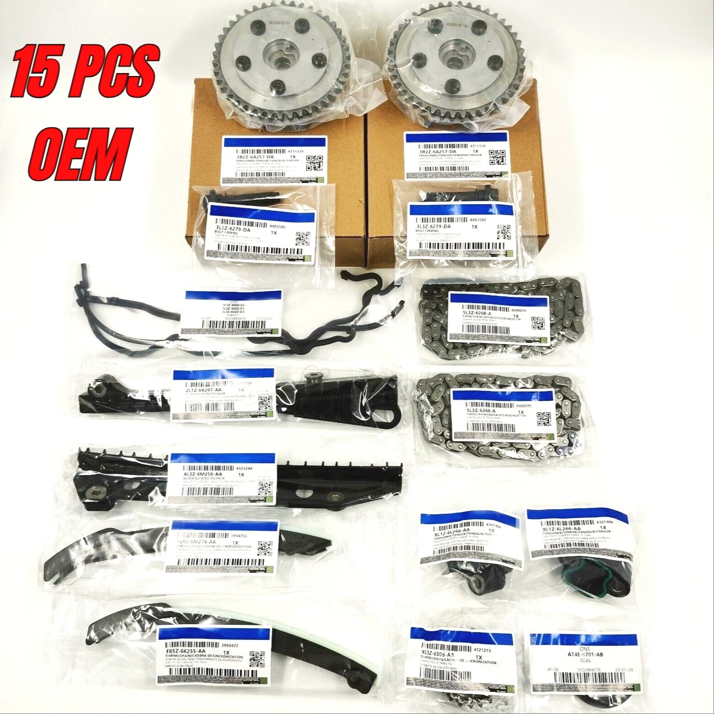 NEW OEM Camshaft Phaser Sprocket Timing Tensioner Guides Chain Kit For Ford 5.4L