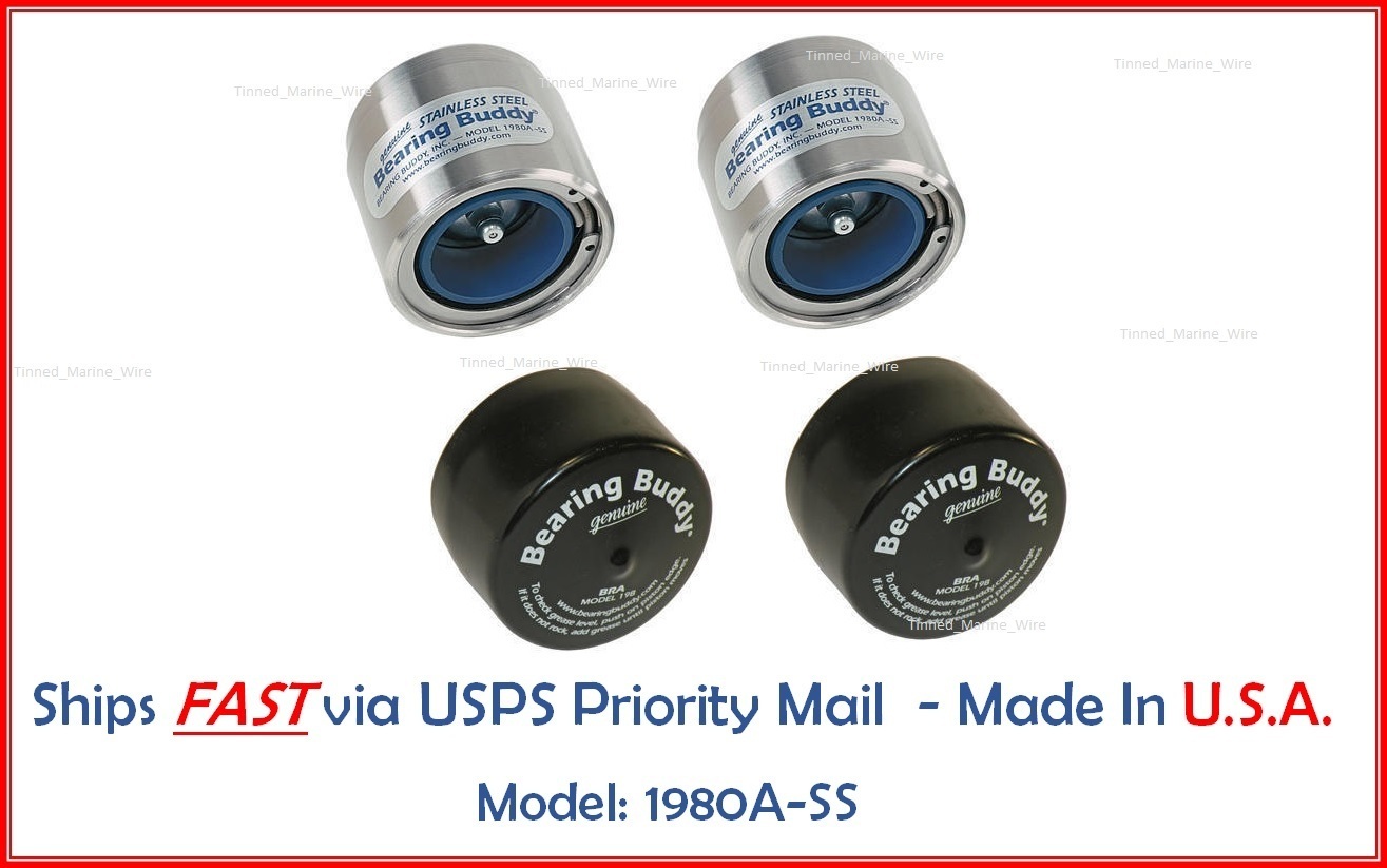 Bearing Buddy Stainless Steel SS w/ Protective Bra (1 Pair) Boat Trailer 1.980\