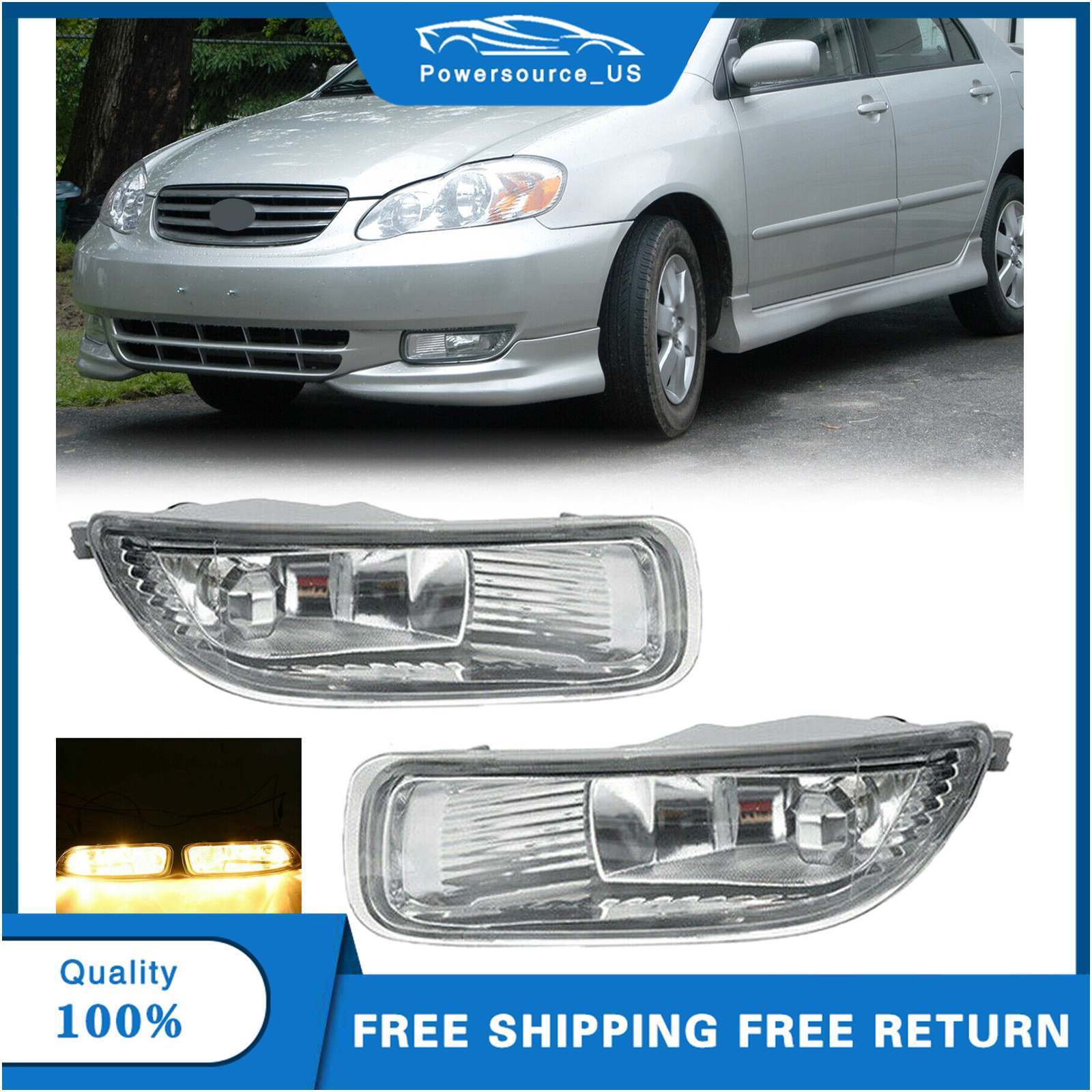 For Toyota Corolla 2003-2004 Pair Front Bumper Driving Fog Lights Lamps w/Bulbs