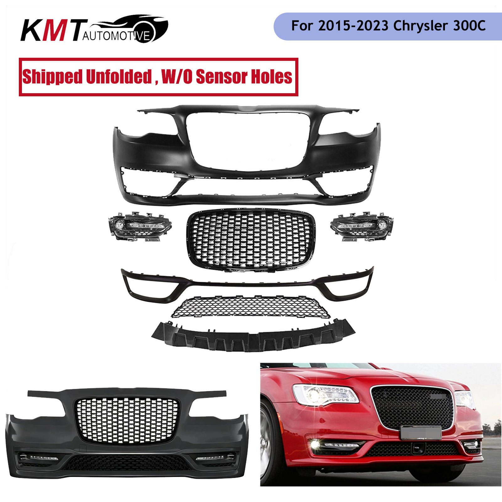Fits 2015-2023 Chrysler 300C Complete Front Bumper SRT Style Appearance Swap Kit Fits 2015-2023 Chrysler 300C Complete Front Bumper SRT Style Appearance Swap Kit
