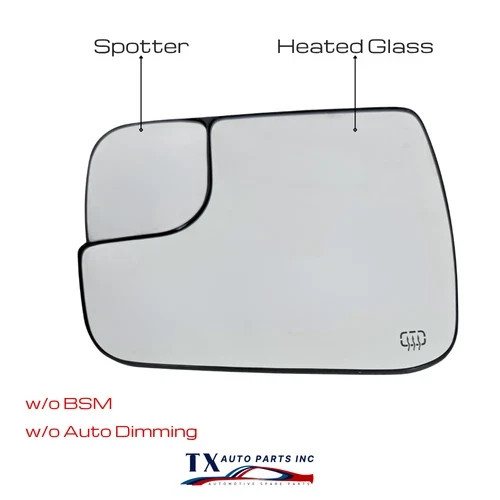 Driver Side Mirror Glass for 2019-2024 Ram 1500 Heated with Spotter Glass Left