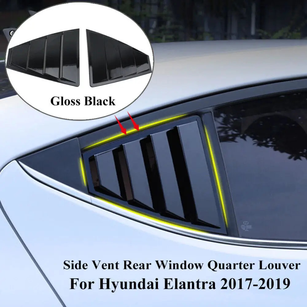 Car ABS Gloss Black Window Shutter Louver Trim For  Elantra 2017-2020 US Stock