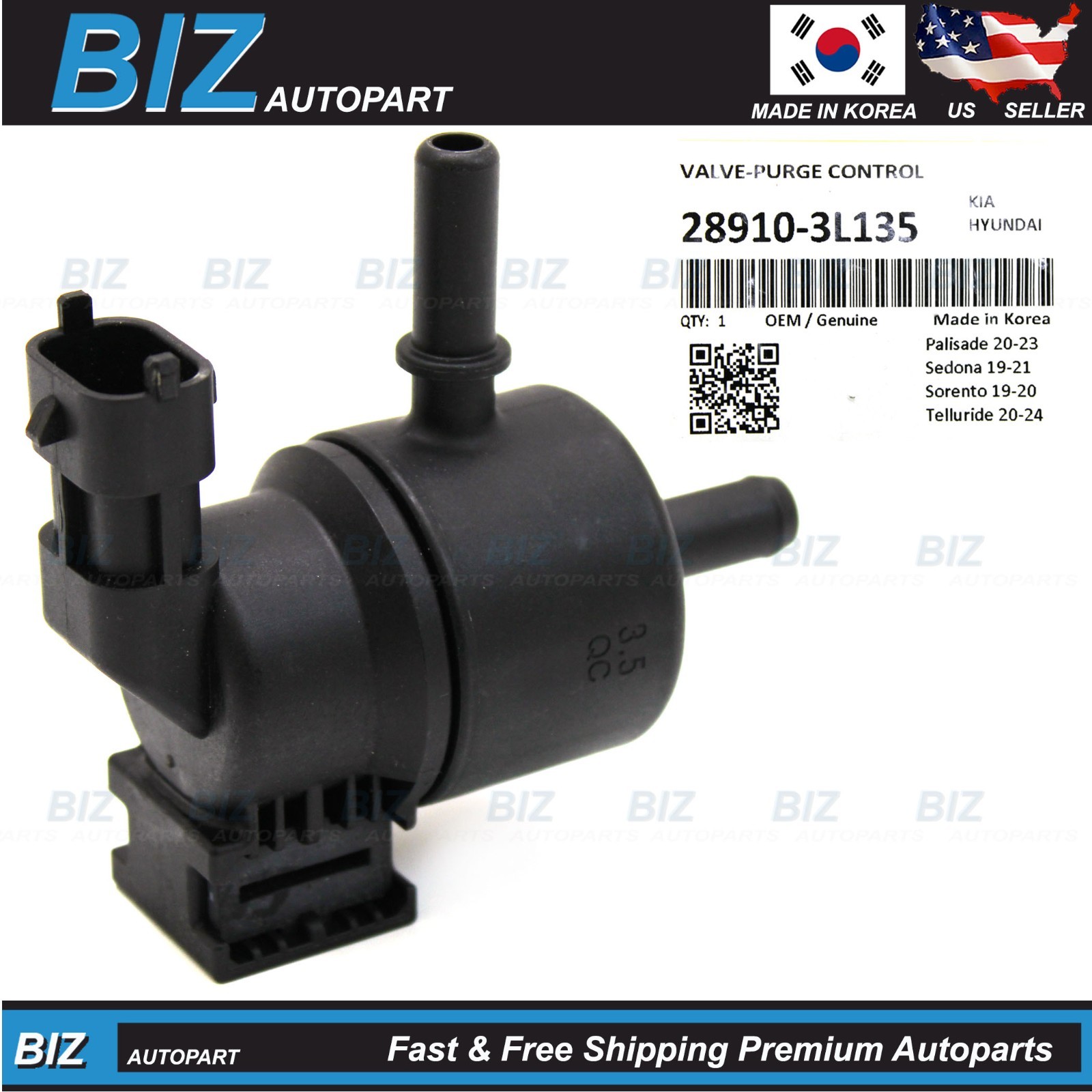 OEM Purge Control Valve for 16-25 Palisade Cadenza Sedona Telluride 28910-3L135