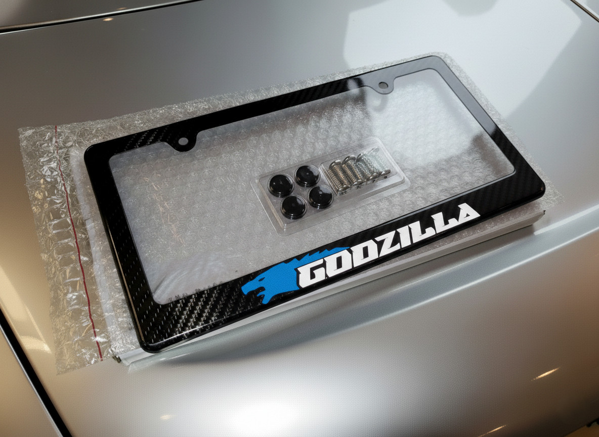 Blue Godzilla GTR 100% Carbon Fiber License Plate Frame Premium by Epic Frames Blue Godzilla GTR 100% Carbon Fiber License Plate Frame Premium by Epic Frames