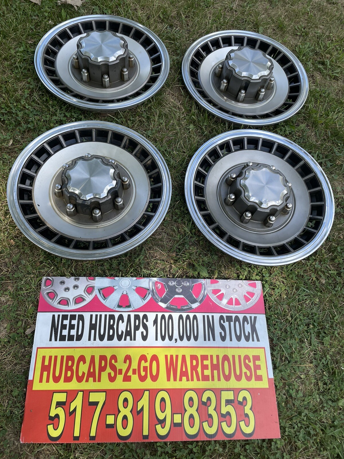 1993-95 Ford E250 -E450 Silver 16” Wheelcover OEM Full Floter Set 4 Rare 8 Lug