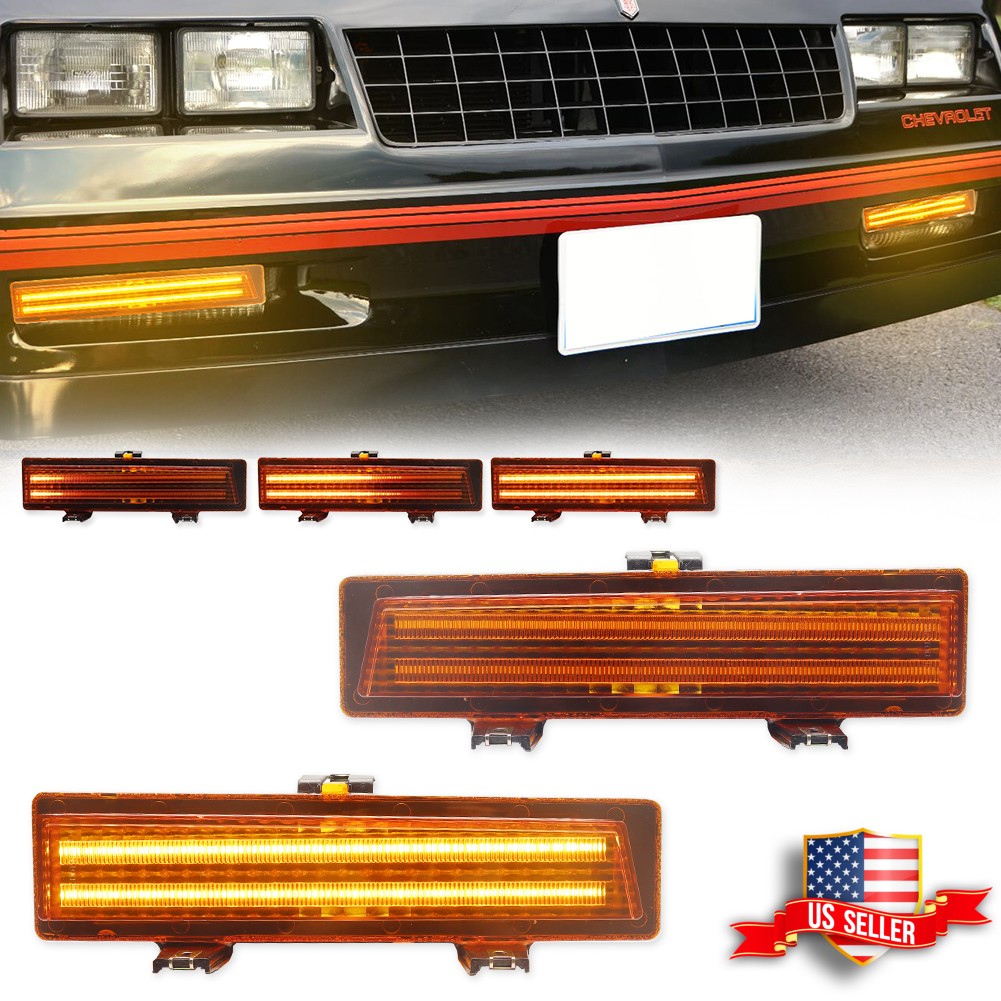 2X Sequential Amber LED Front DRL Corner Signal Lights For 81-88 Monte Carlo SS