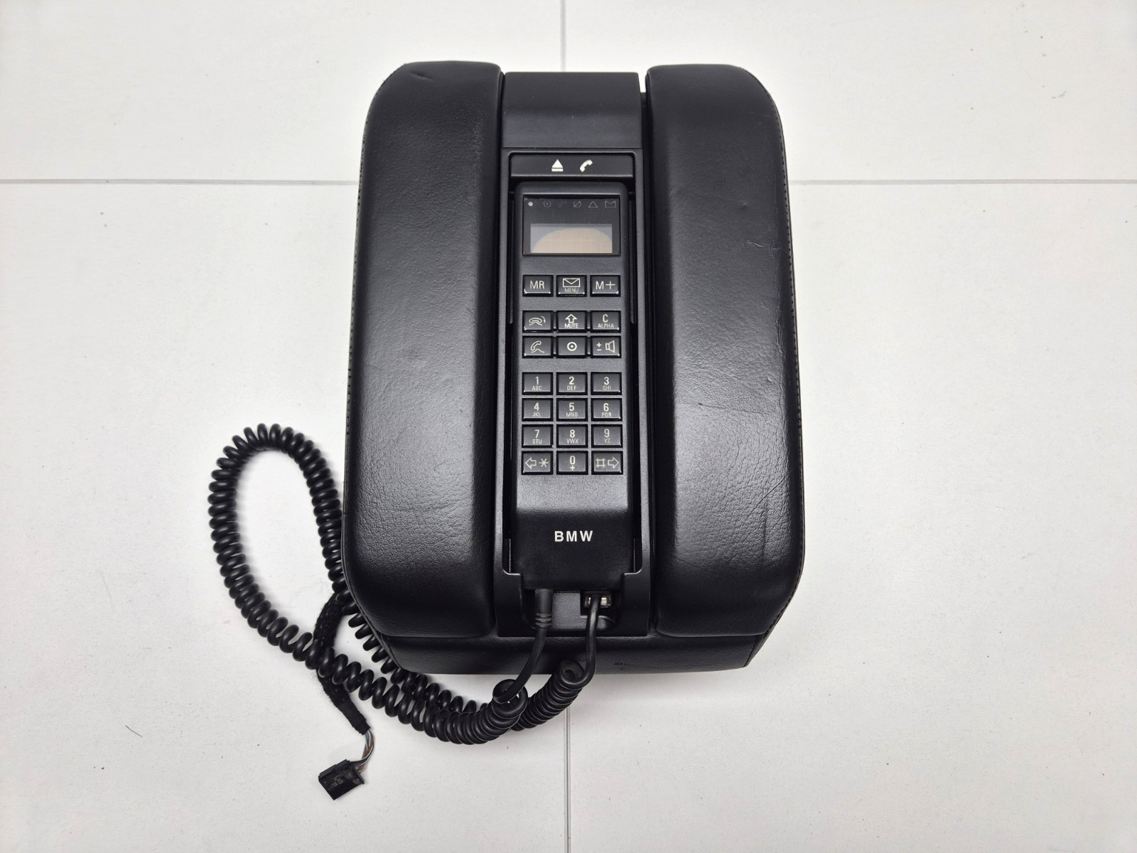 BMW E38 7 Series Black Leather Center Console Armrest With Car Phone Handset OEM