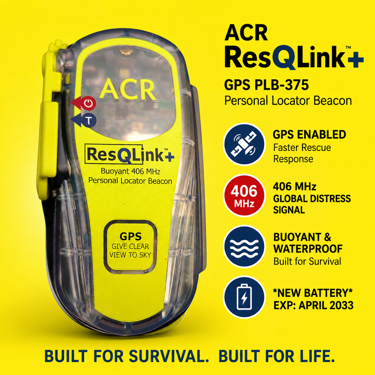 ACR ResQLink - GPS PLB-375 Personal Locator Beacon *NEW BATT 🔋*  Exp April 2033