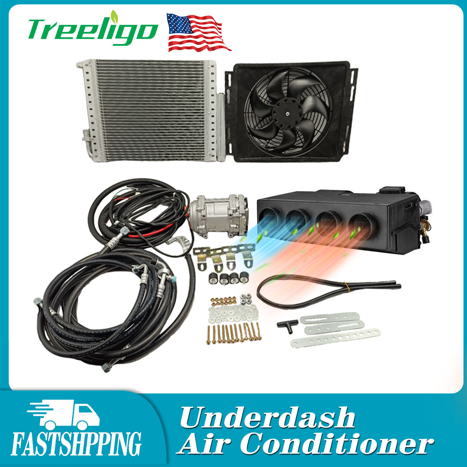 DC 12V Cool&Heat Underdash Electric Air Conditioner Universal Auto Car A/C Kit