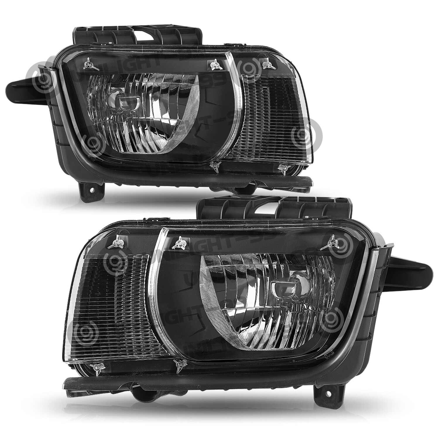 Headlights for 2010-2013 Chevy Camaro Black Housing Halogen Headlamp LH+RH Pairs Headlights for 2010-2013 Chevy Camaro Black Housing Halogen Headlamp LH+RH Pairs