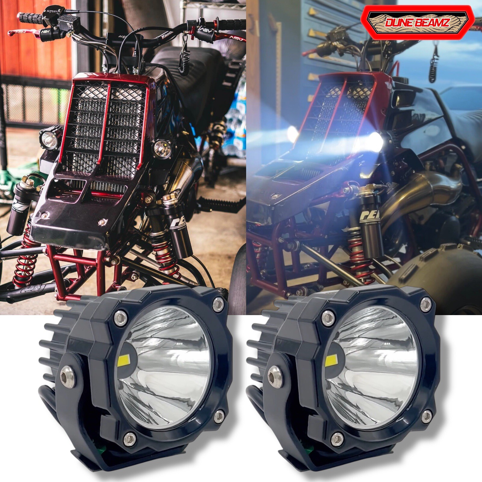 LED Light Kit for Suzuki LTR450 LTZ400 LT250 LT500 Quadzilla | Dune Beamz 3” Pod