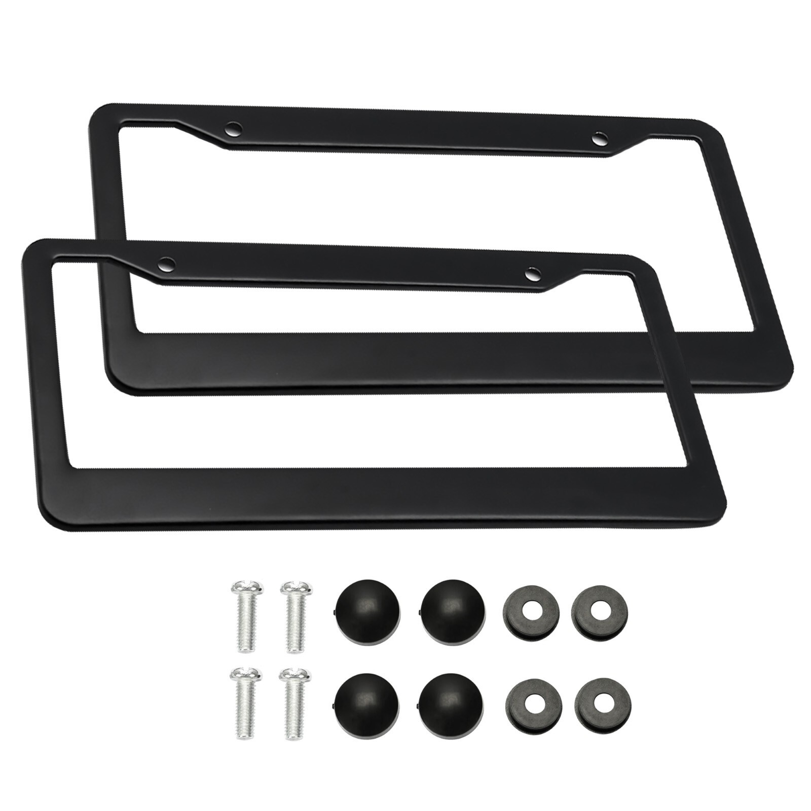 Durable 2PCS Black Stainless Steel Universal USA License Plate Frame With Screws Durable 2PCS Black Stainless Steel Universal USA License Plate Frame With Screws