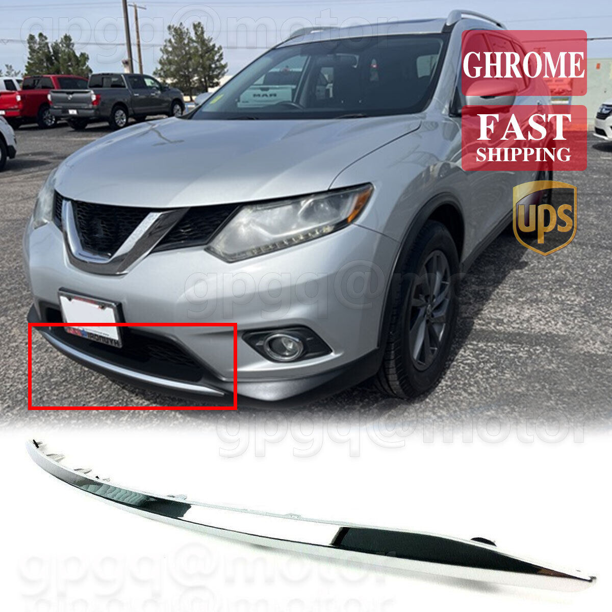 Fit For Nissan Rogue 2014 2015 2016 Front Lower Bumper Chrome ABS Moulding Trim