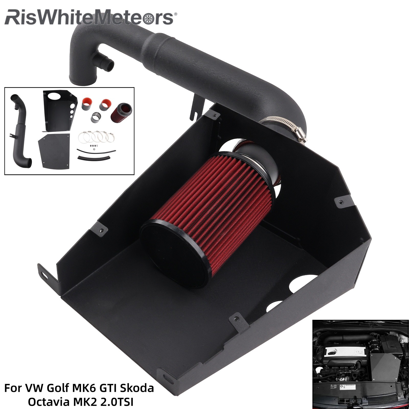 Cold Air Intake System Filter Kit For VW Golf MK6 GTI Skoda Octavia MK2 2.0TSI