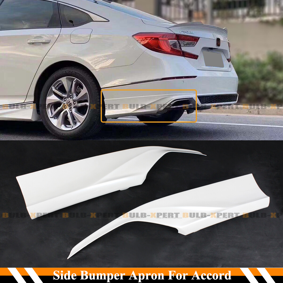 FOR 18-22 HONDA ACCORD YOFER PLATINUM WHITE PEARL REAR BUMPER CORNER APRON SPAT