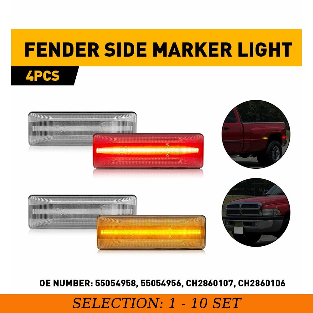 4-40X For 1994-2001 Dodge Ram 3500 Dually Bed Fender Light Indicator Clear Lens