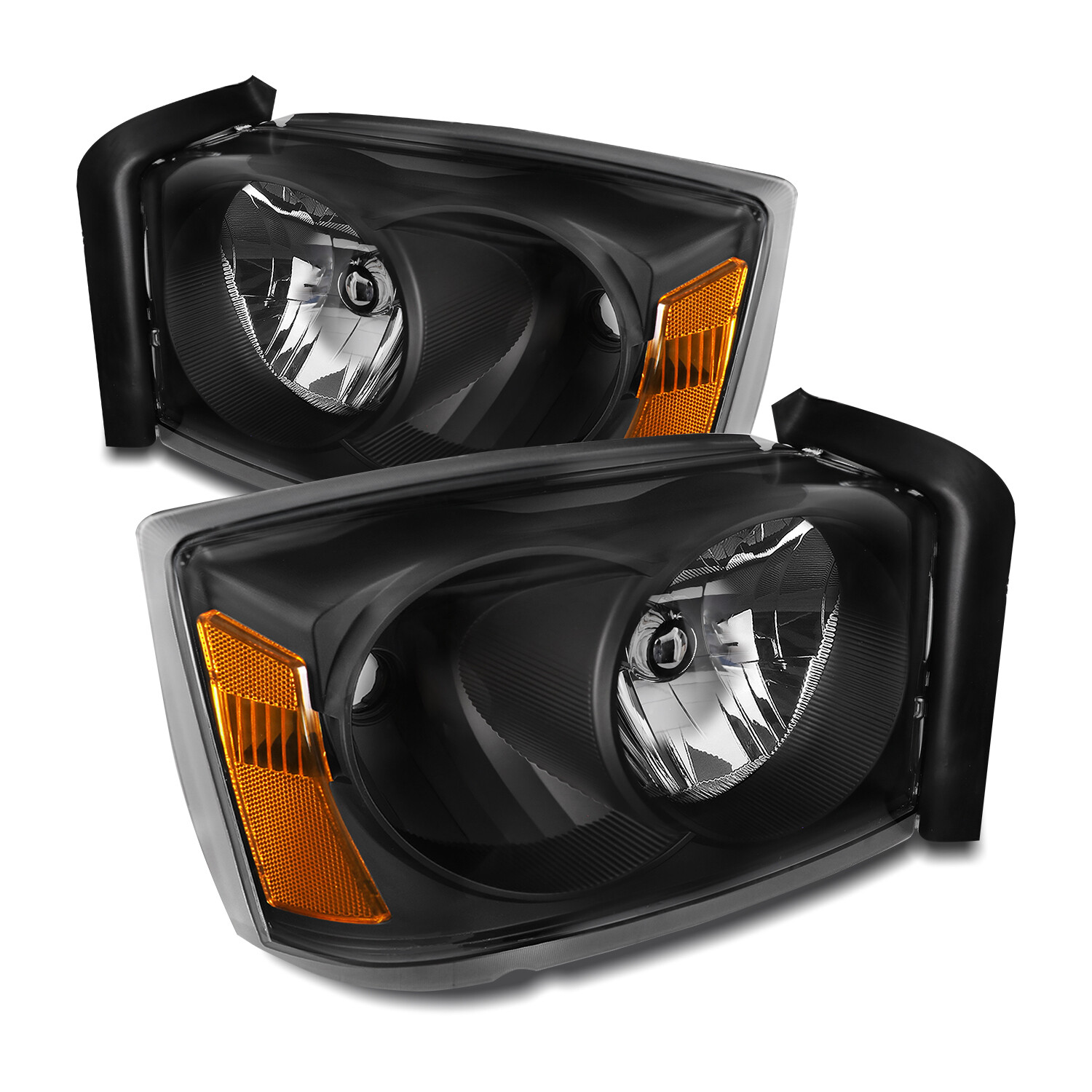 Pair Headlights For 05-07 Dodge Dakota Black Chrome Headlamp Passenger & Driver Pair Headlights For 05-07 Dodge Dakota Black Chrome Headlamp Passenger & Driver