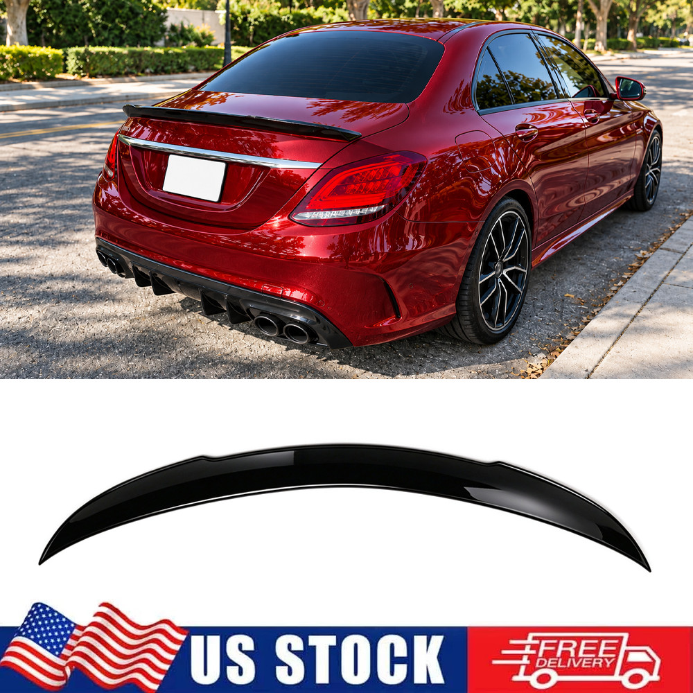 Fits 2015-2021 Mercedes Benz W205 C-Class Sedan Glossy Black Rear Trunk Spoiler