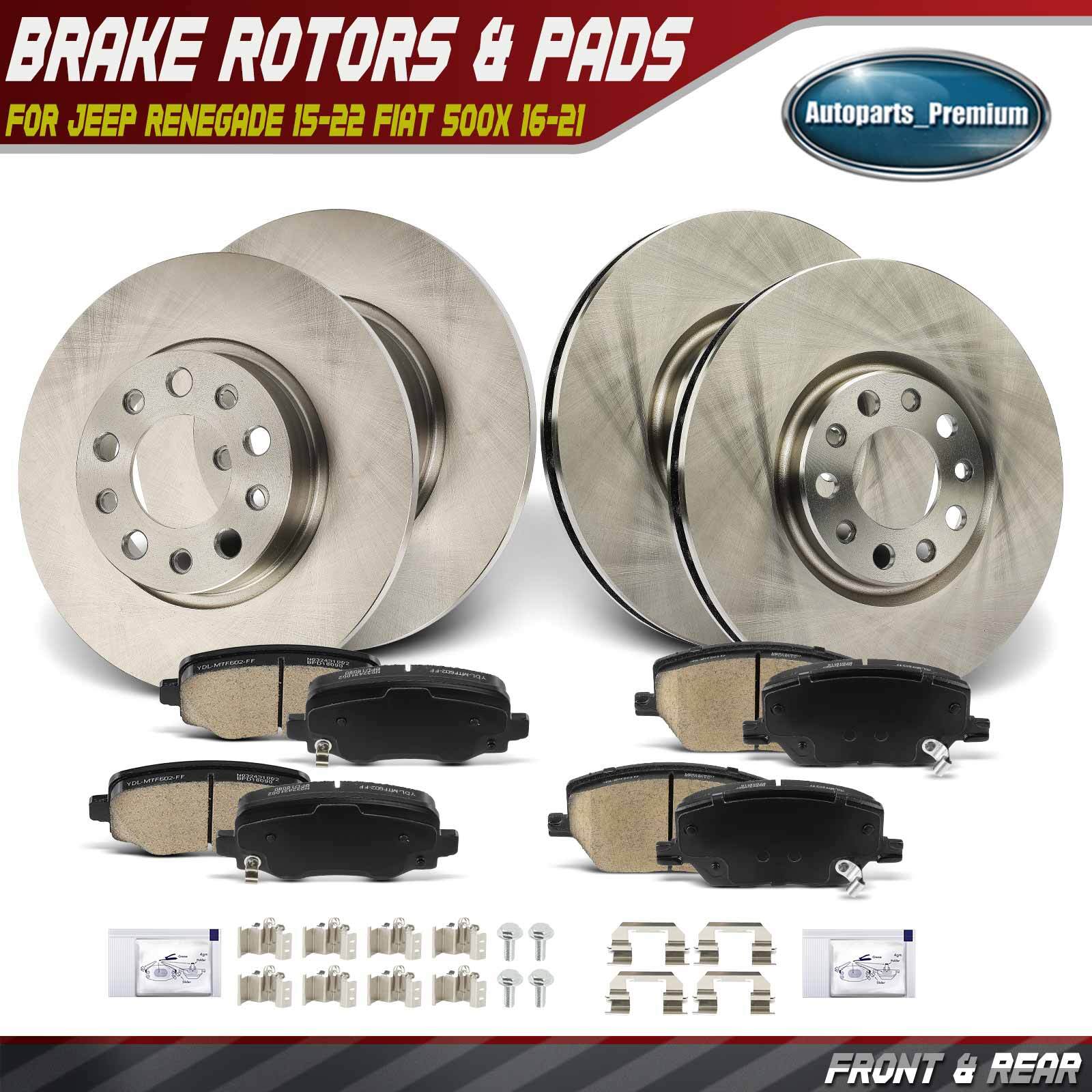 12Pcs Front & Rear Disc Brake Rotors & Ceramic Brake Pads for Jeep Renegade Fiat